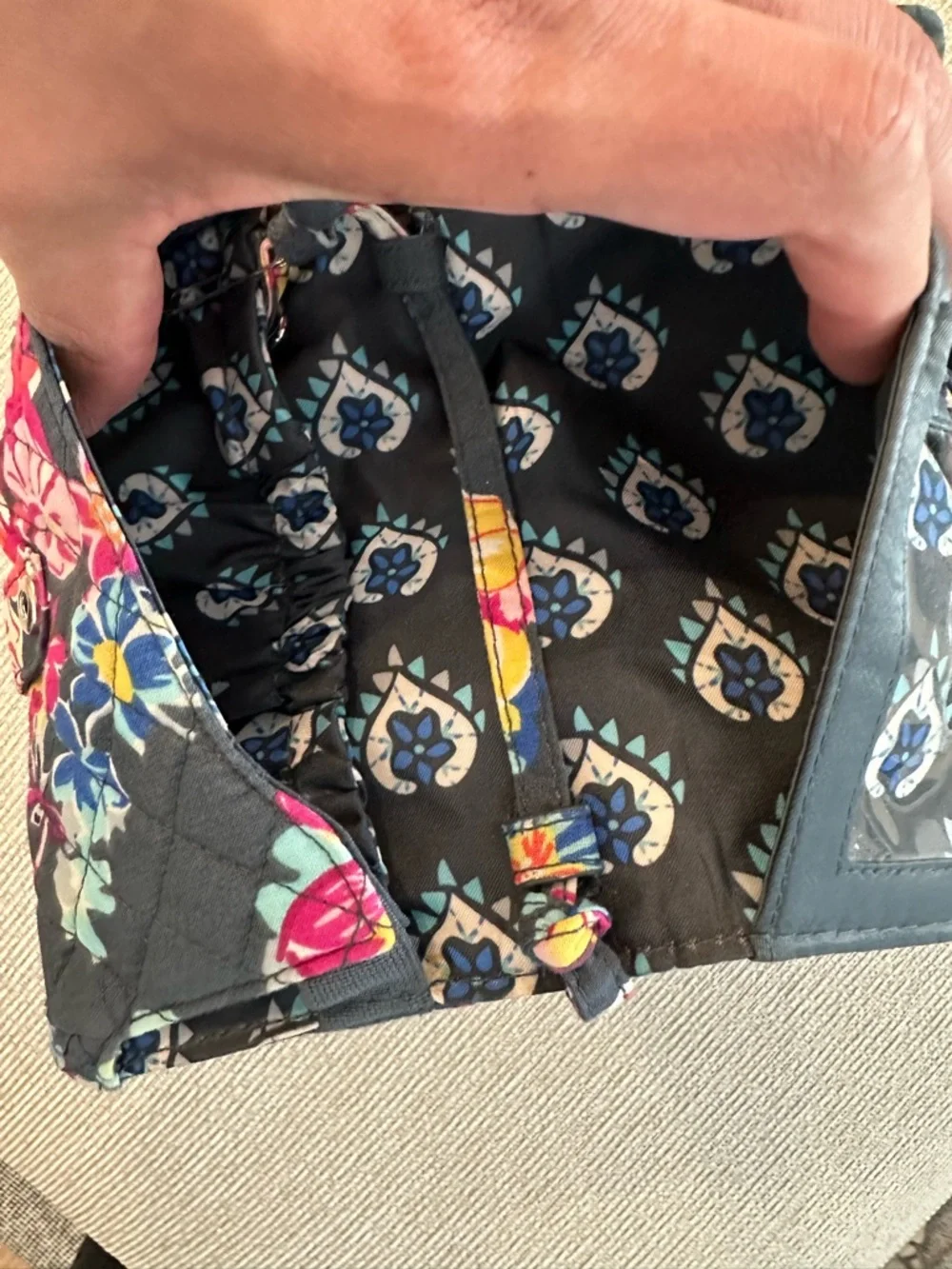 Vera Bradley Navy Floral Quilted Crossbody Wallet - Picture 3 of 7